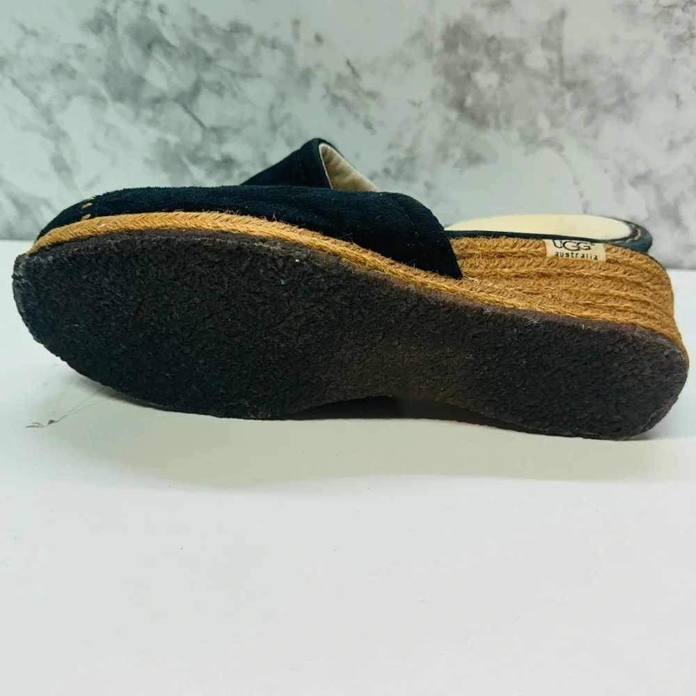 UGG Australia 1655 Women's blue suede closed toe slide mule wedge shoes sz US 8